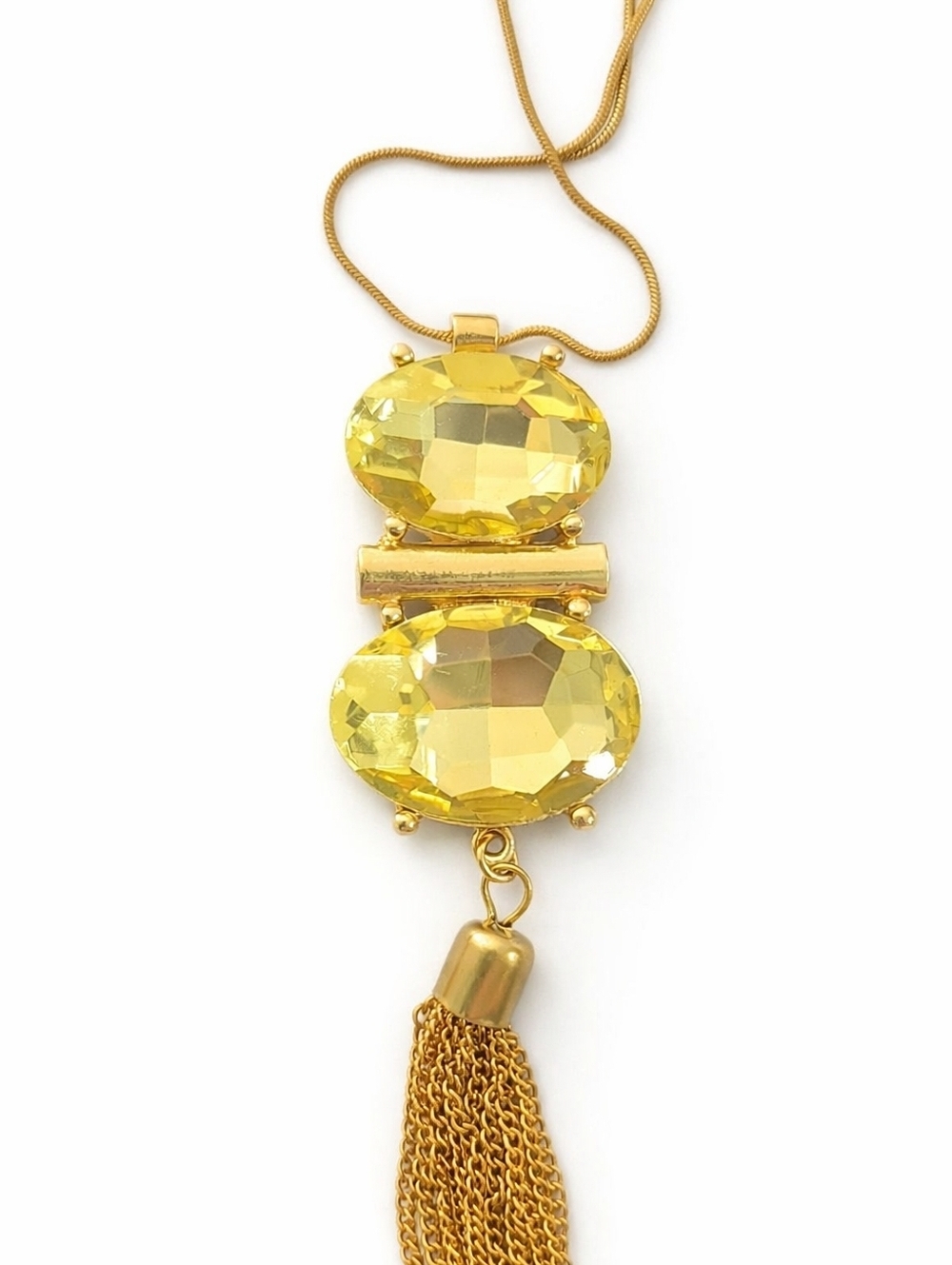 NY GOLD TONE Yellow Crystal Statement Necklace.